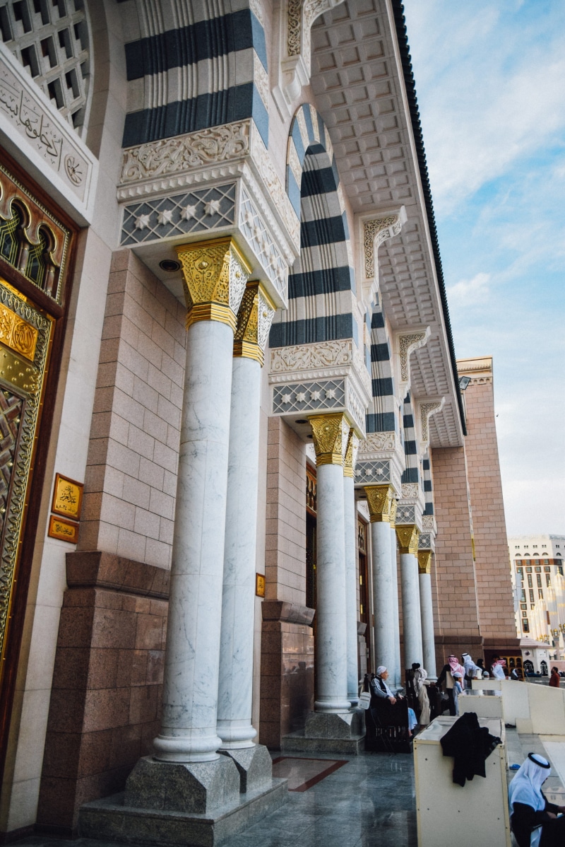saudi arabia, golden hour, architectural column, low angle view, 4K, mosque, religion, flagstone, floor, outdoors, history, place of worship, the past
