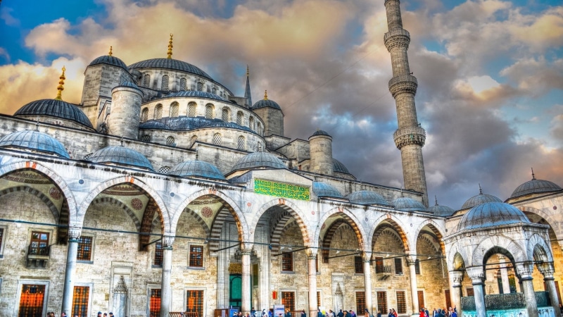 Sultan Ahmed Mosque, architecture, Islamic Architecture, Istanbul, 1080P, Mosques, Old Building, clouds, turkey