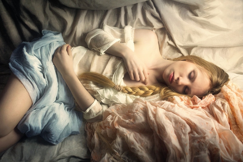 long hair, sleeping, adult, relaxation, lying down, furniture, comfortable, domestic room, eyes closed, hairstyle, young women, bedroom, cozy, hair, indoors