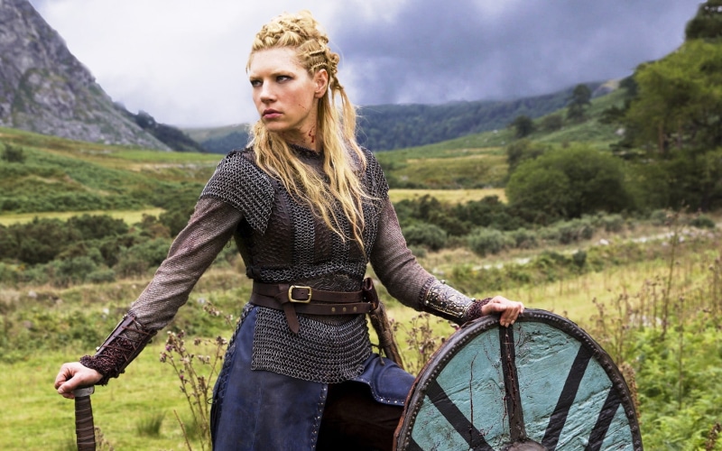 beauty, casual clothing, young women, looking at camera, blonde, Vikings (TV series), leisure activity, actress, Lagertha Lothbrok, mountain, outdoors