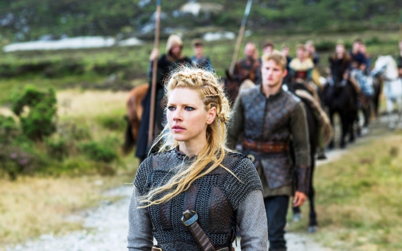 teenager, blonde, real people, young women, hairstyle, leisure activity, plant, 1080P, contemplation, Vikings (TV series), actress, looking at camera