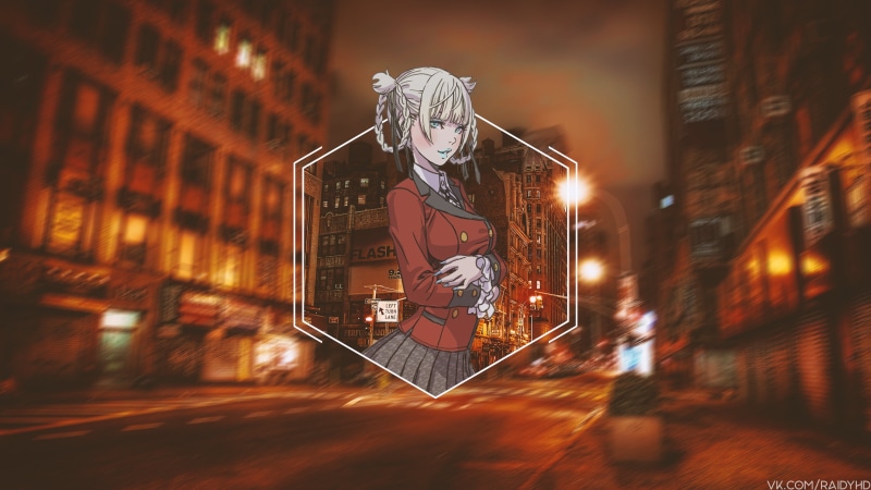 4K, anime, Kakegurui, Kirari Momobami, anime girls, picture-in-picture