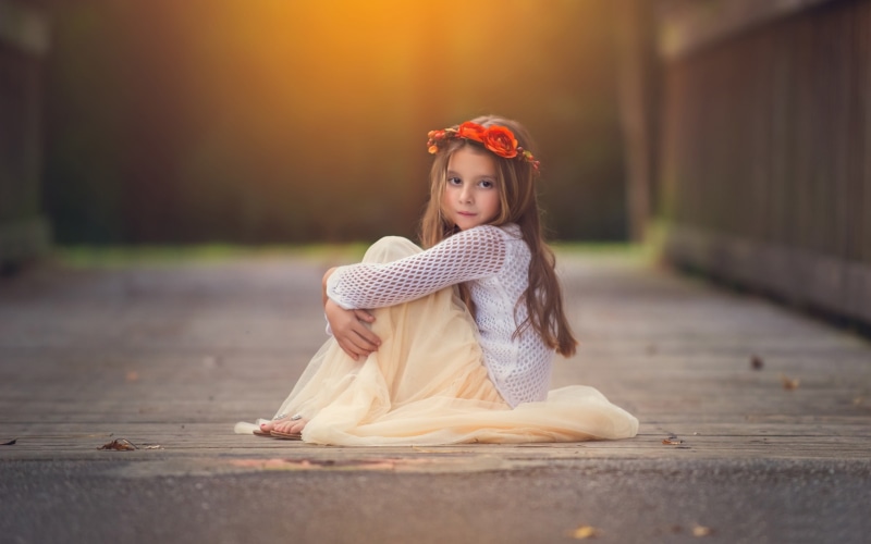 Child, Look, 2K, Flowers, Cute, Wreath, Girl, Sitting