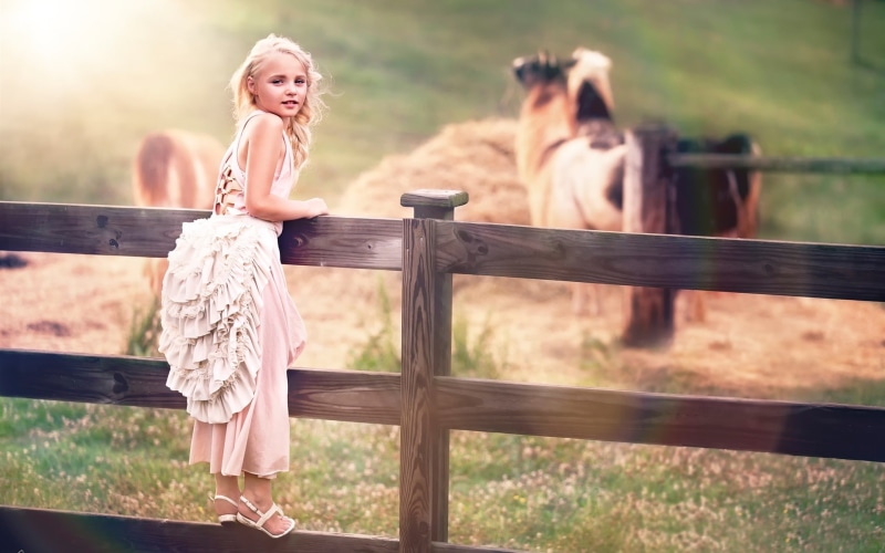 Dress, Child, Fence, Little, White, 1080P, Cute, Girl