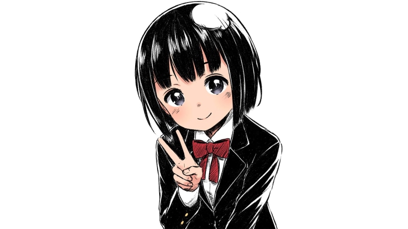 indoors, representation, one person, mask - disguise, black color, cut out, short hair, mask, portrait, anime, disguise, obscured face, schoolgirl, waist up