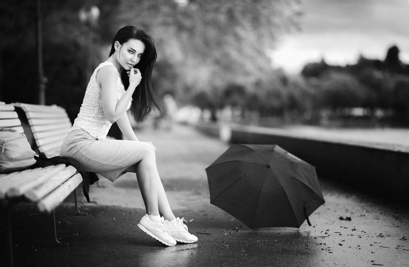 portrait, woman, top, one person, young adult, Marco Gressler, black hair, hairstyle, hair, brunette, side view, skirt, depth of field, 720P, lifestyles