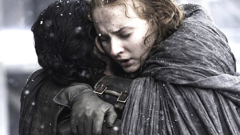 emotion, Sansa Stark, young adult, Sophie Turner, depression - sadness, holding, warm clothing, Game of Thrones, hairstyle, close-up, one person, focus on foreground