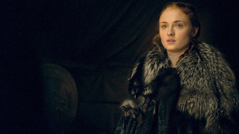 young adult, women, indoors, fashion, Sansa Stark, serious, hairstyle, Game Of Thrones, winter, 1080P, TV Show, looking at camera, one person, coat, Sophie Turner