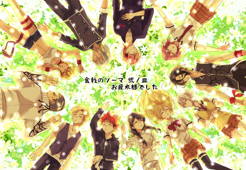 Tadokoro Megumi, Kurokiba Ryo, Yukihira Soma, communication, flower, 1080P, abundance, large group of objects, Mito Ikumi, Hayama Akira, Shokugeki no Souma