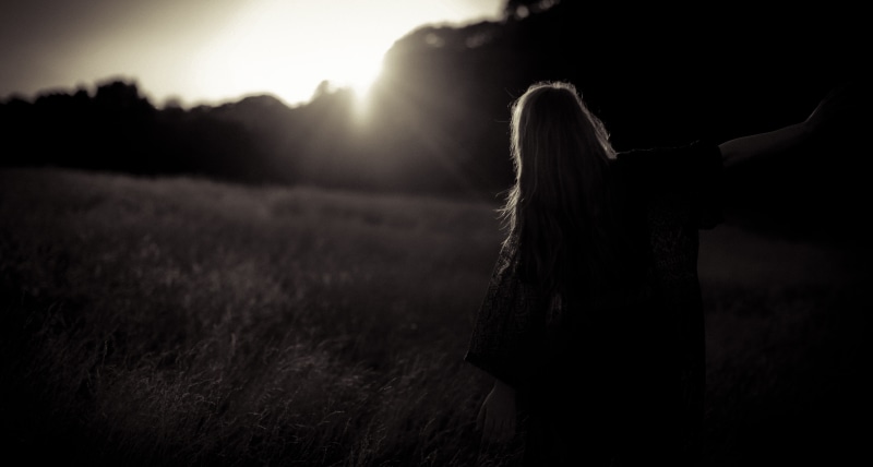 adults only, black And White, one woman only, men, sky, three quarter length, people, grayscale, landscape, depression - sadness, spooky, solitude, young adult