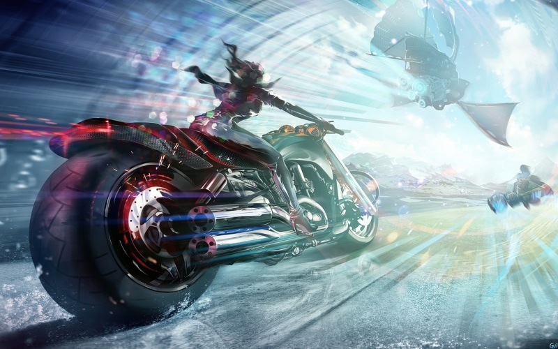 mode of transportation, 1080P, motion, excitement, illuminated, red, outdoors, car, riding, reflection, motor vehicle, motorcycle, woman, city