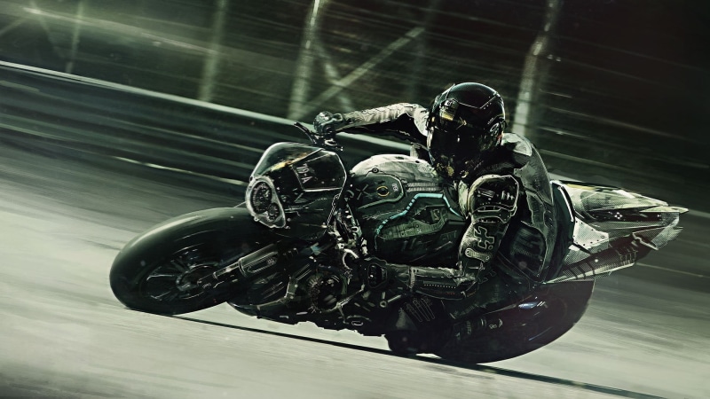 illuminated, sports equipment, security, man, headwear, sport, vehicle, focus on foreground, wheel, motorcycle, indoors, protection, mode of transportation