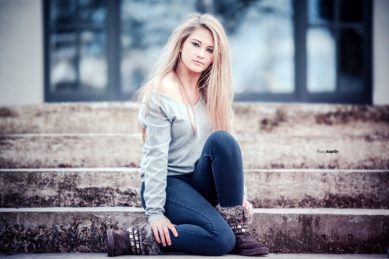 model, straight hair, adult, hair, sitting, blond hair, depression - sadness, adolescence, blonde, sweatshirt, architecture, one person, portrait, woman