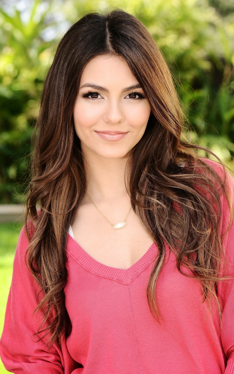 hairstyle, smiling, outdoors, brown hair, singer, front view, portrait, celebrity, Victoria Justice, 4K, woman, wearing, looking at viewer, silver, headshot
