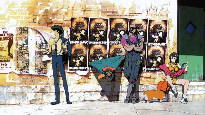 Film posters, Faye Valentine, lineups, Spike Spiegel, bricks, Cowboy Bebop, alleyway, 4K, Jet Black, Ein