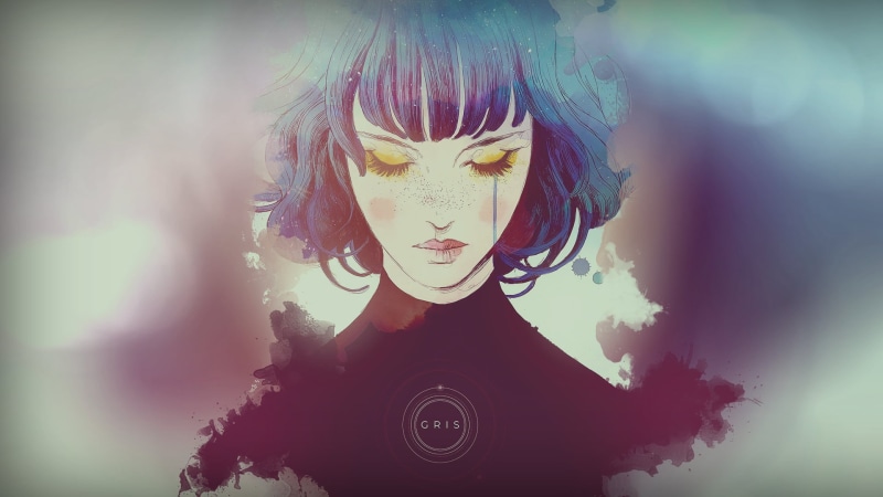 1080P, crying, indie games, Gris (Video Game), closed eyes, minimalism, women, fantasy girl, video games, blue hair, face, watercolor