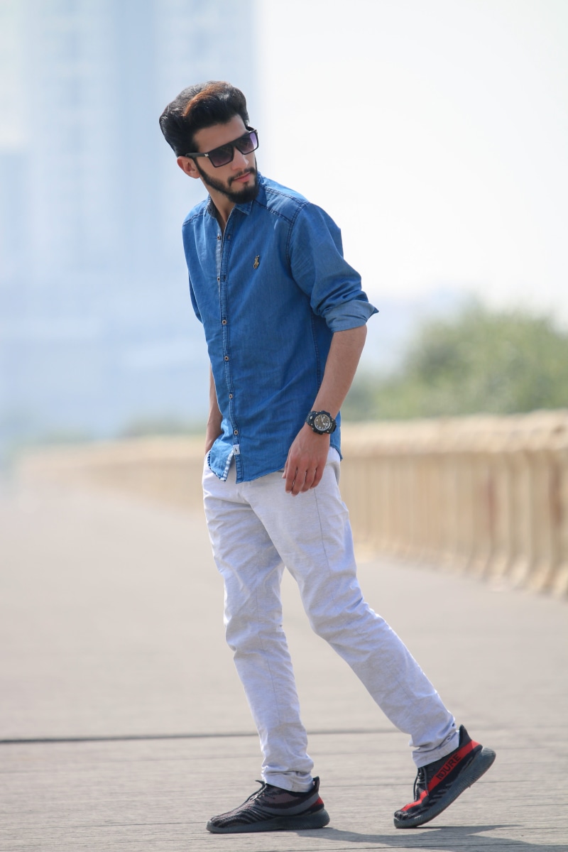 guy, young adult, portrait, full length, sunglasses, front view, leisure activity, casual clothing, outdoors, looking, boy, young, hairstyle, male model