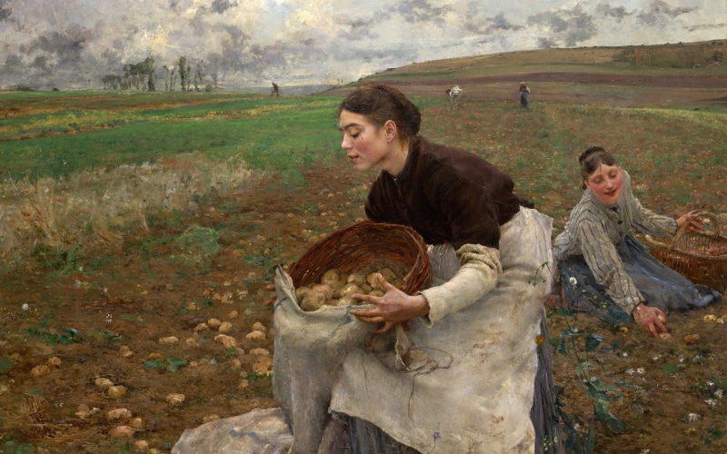 artwork, 1878 (Year), women, Jules Bastien-Lepage, classic art, France, field, painting, workers, classical art, 2K