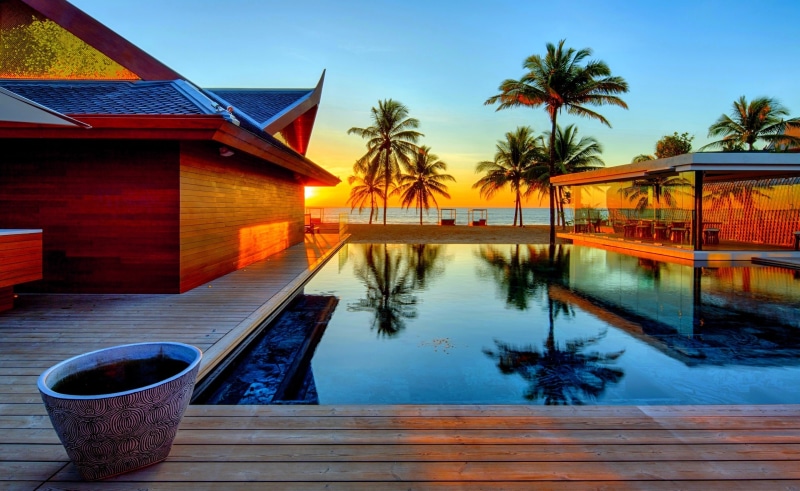 tropical climate, swimming pool, wooden, plant, Architecture, palm tree, nature, tourist resort, water, infinity pool, travel, outdoors, built structure
