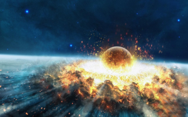 graphic, collision, explosions, 1080P, planets, crash, artwork, background, art, planet, catastrophe, space