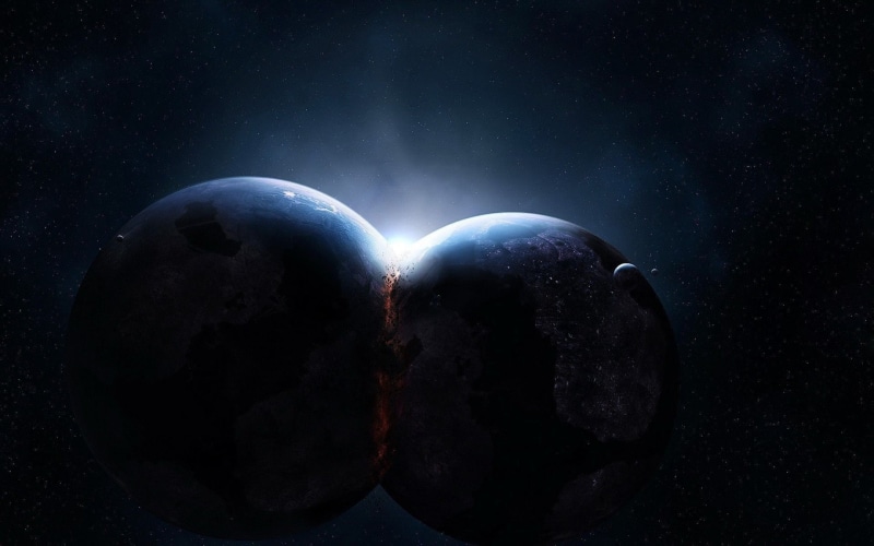 art, Apocalypse, Abstract, outer space, hd, collision, 1080P, apocalyptic, space, outer, Earth, planets