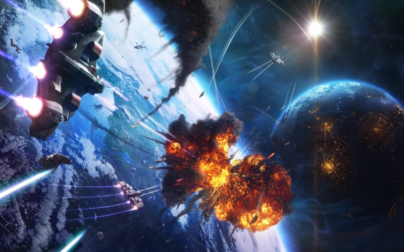 space, explosions, vehicles, planets, deviantart, 1080P, art, hd, outer space, spaceships, outer
