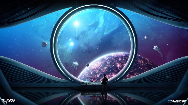 Taenaron, 3D, 2K, space, futuristic, science fiction, planet, TheFatRat