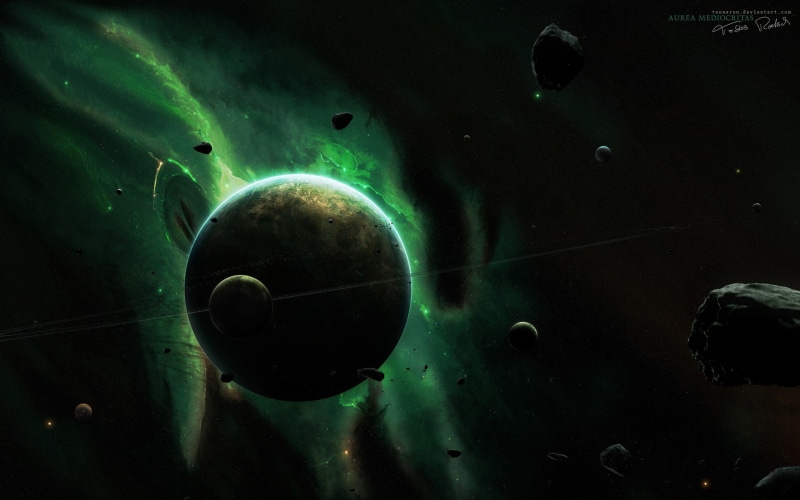 water, green, Taenaron, indoors, dark, astronomy, 1080P, planet, close-up, science, no people, space, 3D, bubble, star - space, shape, planet - space
