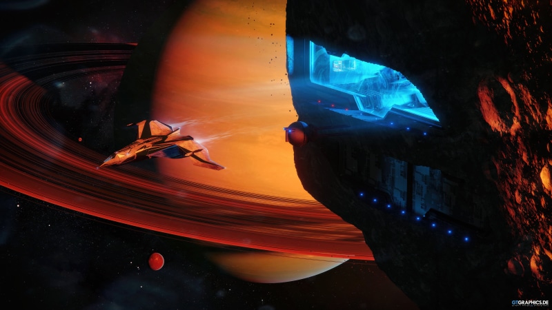 3D, space, 4K, spaceship, Taenaron, planet