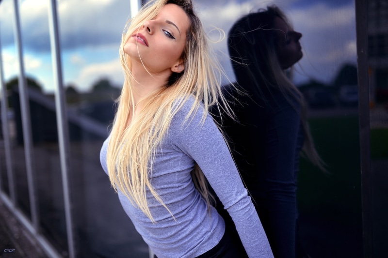 real people, 1080P, outdoors, hair, teenager, one person, blonde, beauty, contemplation, women, casual clothing, Giovanni Zacche, young adult, focus on foreground