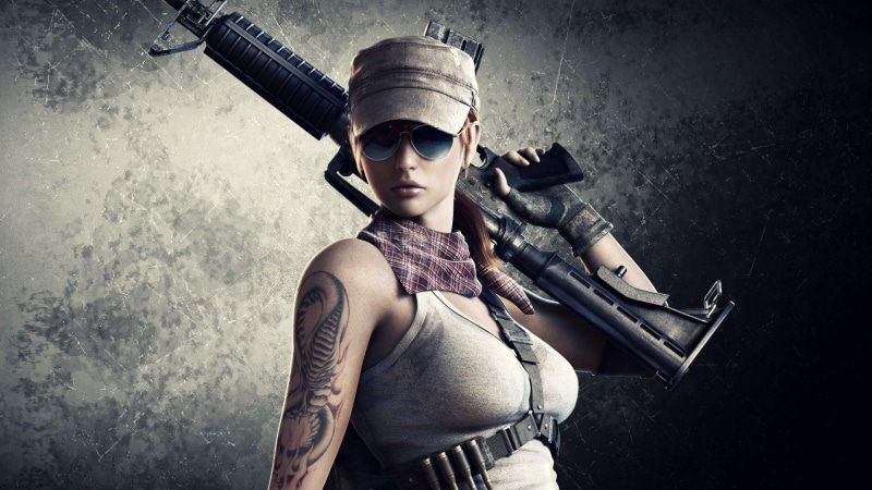 1920x1080, 1080P, woman, rifle, point, girls, tattooed, tattoo, character, soldier, blank, viper