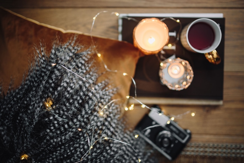 high angle view, drink, mug, tray, photography, fairy lights, 5K, vintage, freshness, old-fashioned, retro Styled, coffee - drink, table, tea, Old, directly above