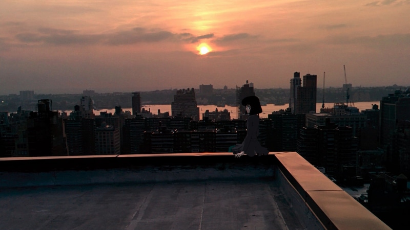 hotaru tomoe, rooftops, 1080P, sunset