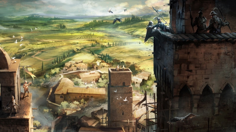 abstract, Assassins Creed, paintings, creed, fantasy art, art, assassins, Video Games, hd, video, Landscapes, games, drawings, fantasy, 1080P