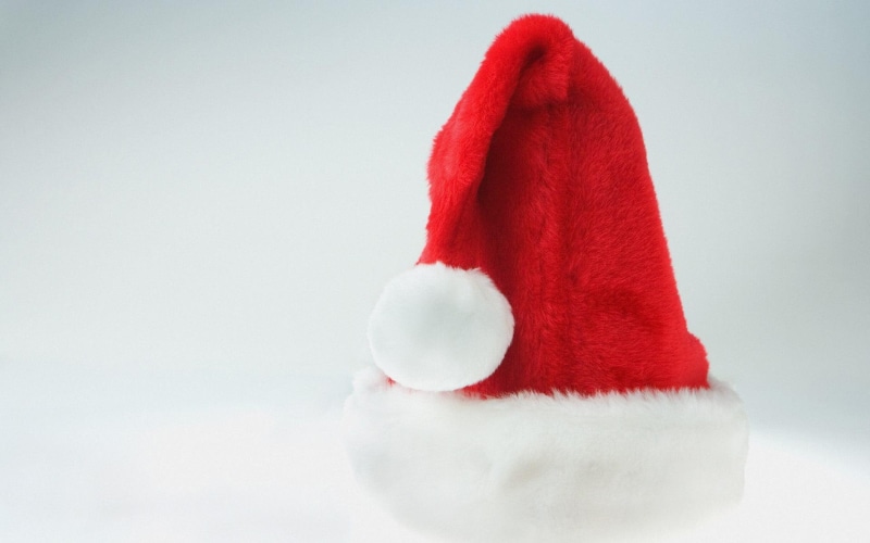 christmas, new, red, hat, 1080P, fur, cap, white, claus, santa, santa claus, new year, year