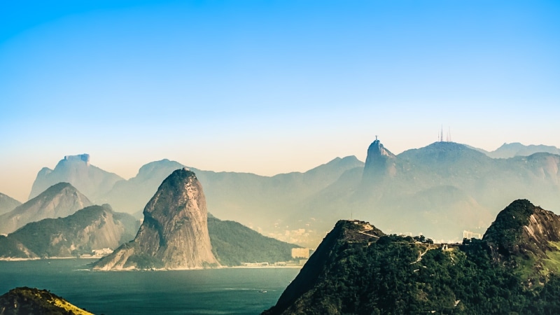 mountain range, water, environment, nature, panoramic, statue, rock, no people, mountain peak, cliff, rock - object, mountain, Christ the Redeemer, tranquility