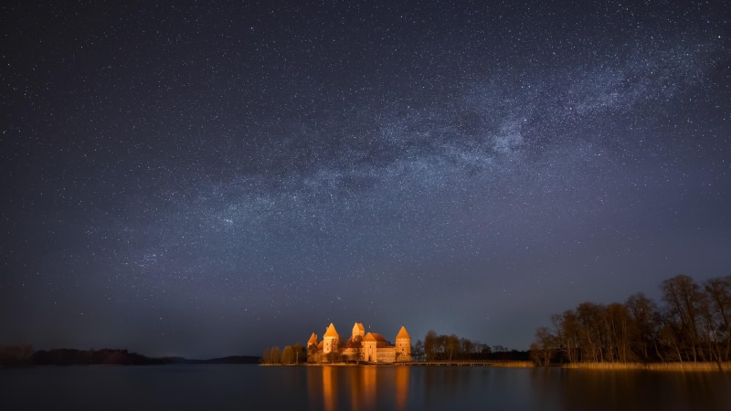 waterfront, amazing, lake, 4K, space, travel destinations, beauty in nature, no people, reflection, outdoors, starry night, milky way, star - space, lithuania