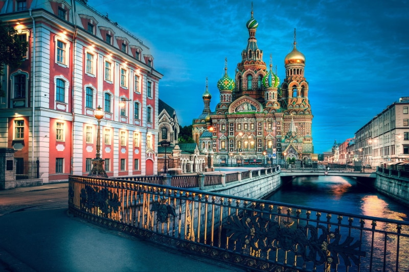 Piter, Russia, spas, Night, lights, Channel Grboedova, temple, 1080P, Sankt-Peterburg, roof, Temple Spas on the roof, St. Petersburg