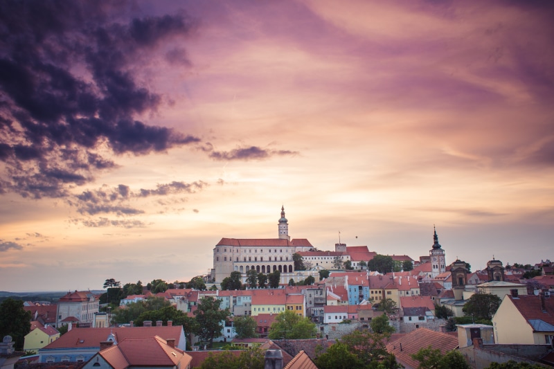 belief, roof, europe, tourism, czech, church, Mikulov, town, urban Skyline, sky, history, castle, residential district, built Structure, sunset, architecture