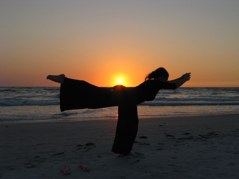 nature, woman, lifestyles, Yoga, outdoors, people, silhouette, sea, beach, 720P, Sunset, women, longboat key