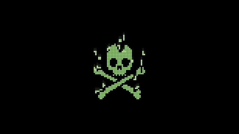 green, pixel, digital art, logo, 1920x1080, 1080P, skull