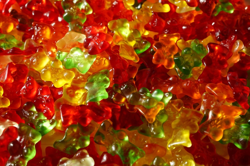 gold bears, bears, orange, abundance, food, sweet, yellow, no people, nibble, color, haribo, green, still life, wellbeing, sweetness, gummibärchen, fruit jelly