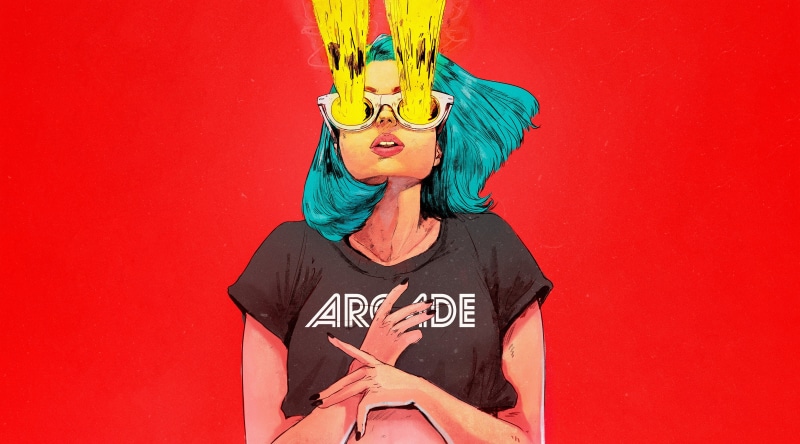 4K, women, red background, Bruno Ferreira, artwork, simple background, T-shirt