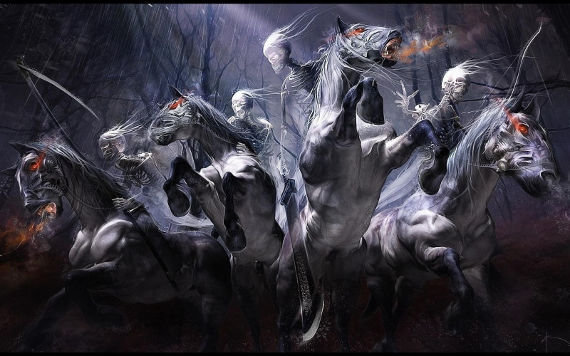 soul, 1080P, adventure, skull, bruno w, action, dark, death, horse, horsemen, four, reaper, rain, fantasy