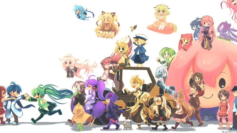 kagamine len, sonika, tone rion, representation, creativity, cul, white background, galaco, meiko, craft, kaito, anime, celebration, luo tianyi, mammal