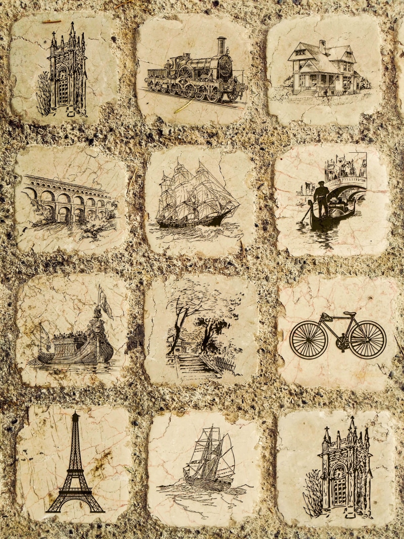 communication, pattern, ancient, travel, vintage, no people, nostalgic, history, destination, text, architecture, full frame, the past, ship, eiffel tower