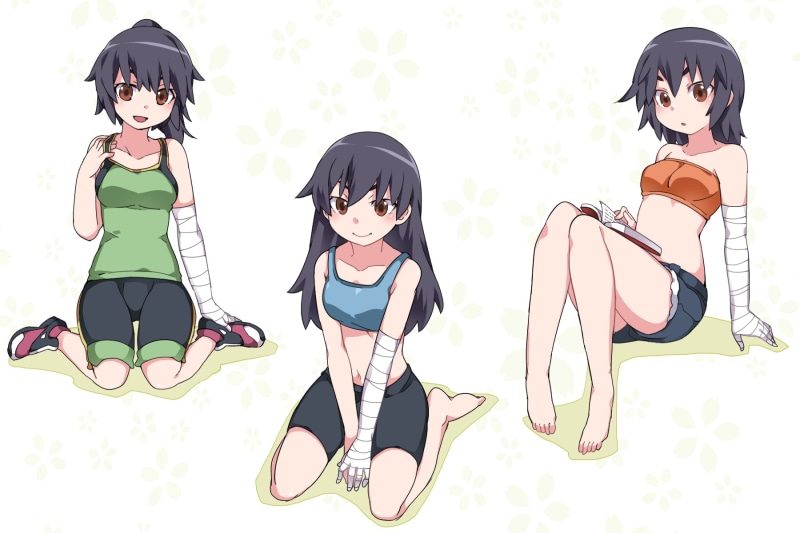 casual, white background, white skin, fan art, anime, Kanbaru Suruga, Monogatari Series, 720P, anime girls, simple background