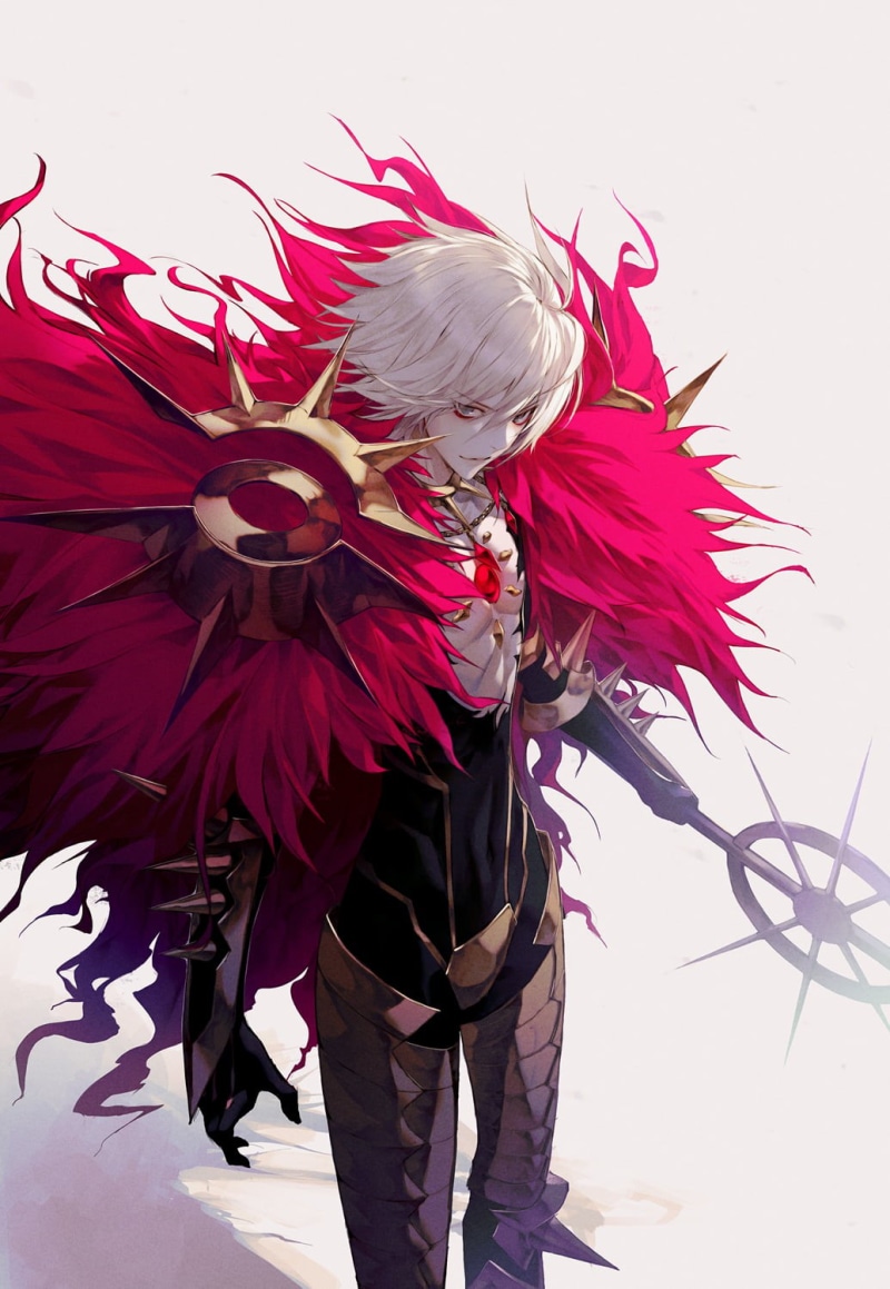 fan art, Fate Series, vertical, simple background, Fate/Apocrypha, short hair, 720P, anime boys, fantasy weapon, anime, Lancer of Red, fantasy armor