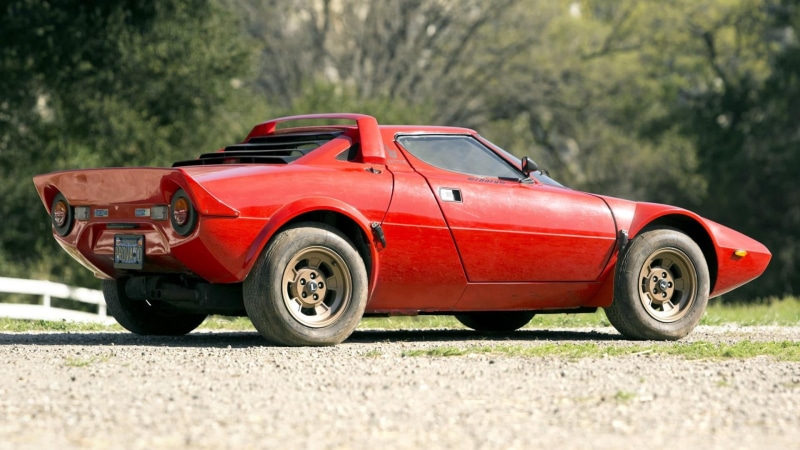 red, outdoors, sportscar, day, travel, red car, road, bertone, group b, transportation, italy, italia, italian, retro styled, plant, no people, rally, field