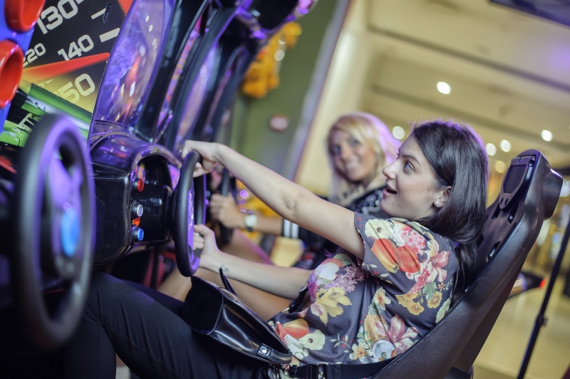 togetherness, smiling, activity, two people, Girls, women, driving, smile, 2K, Game, casual clothing, sitting, arts culture and entertainment, fun, colorful